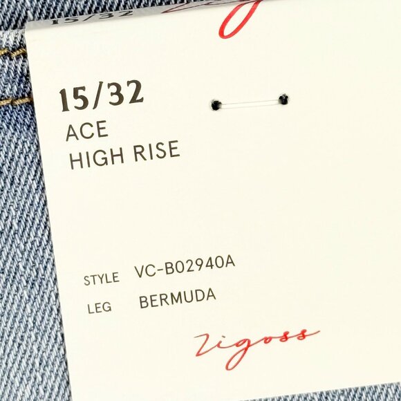 Vigoss Women's Ace High Rise Stretch Raw Hem Denim Bermuda Shorts Size 15/32 NWT - Picture 5 of 11